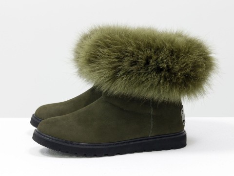 Женские UGG из натуральной кожи с мехом песца, Б-17113-09